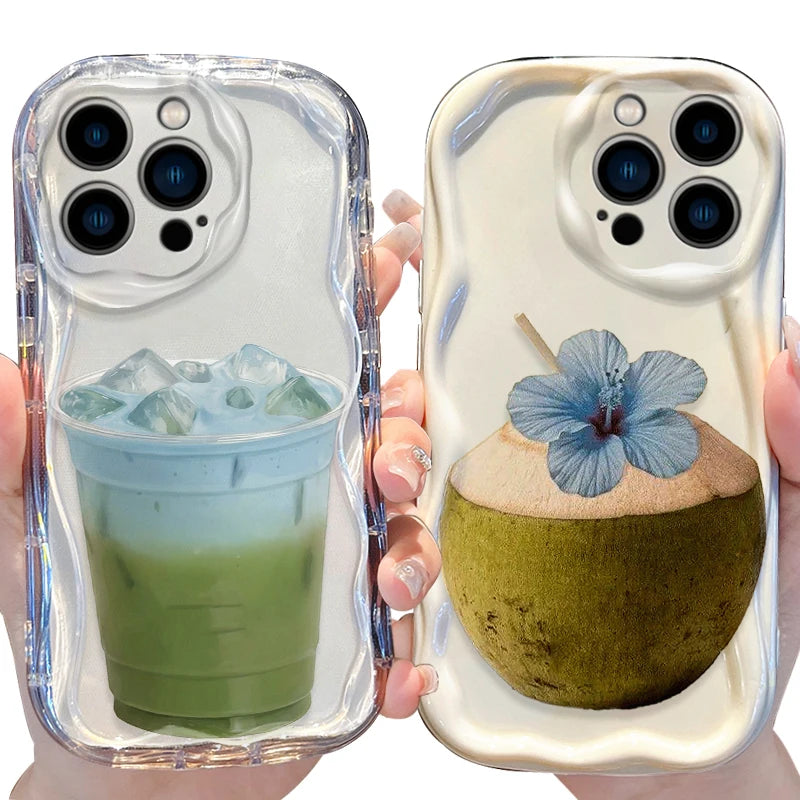 Tropical Coconut Blue Hibiscus Wave Phone Case For iPhone