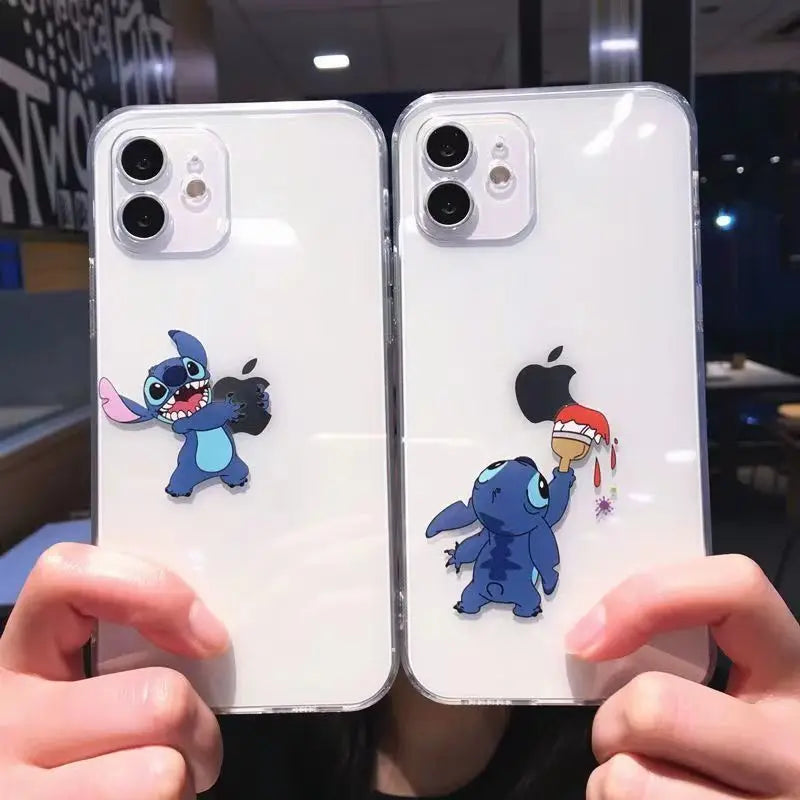 Disney Stitch Transparent Cartoon Cute Phone Case For iPhone