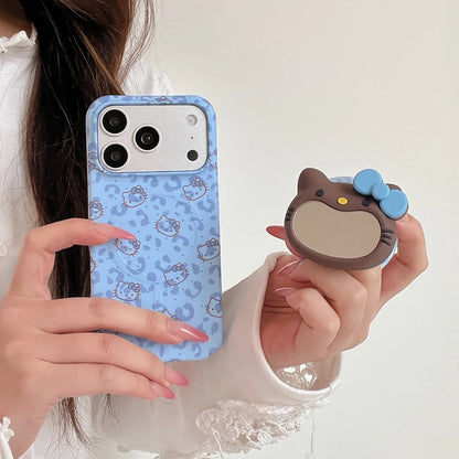 Cute Sanrio Hello Kitty Magnetic Makeup Mirror Holder Magsafe Wireless Charge Phone Case For iPhone