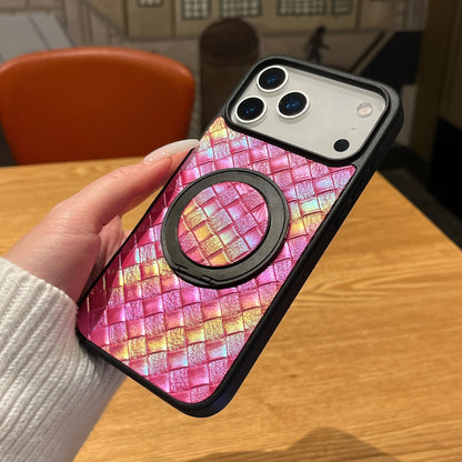 Colorful Weave Pattern Magnetic Attraction Stand Phone Case For iPhone