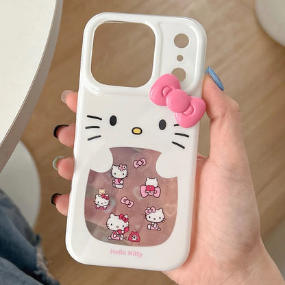Glitter Laser Love Heart Hello Kitty Phone Case For iPhone