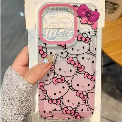 Kitty Bow Full Screen Face Phone Case For iPhone