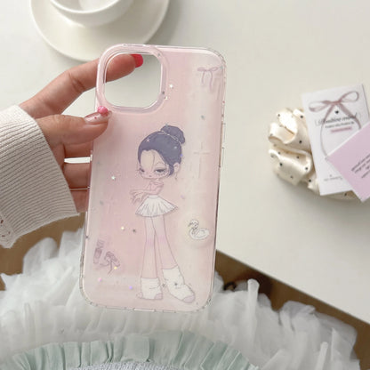 Cute Ballerina Girl Pink Glittery Design with Charms Kawaii & Girly Phone Case