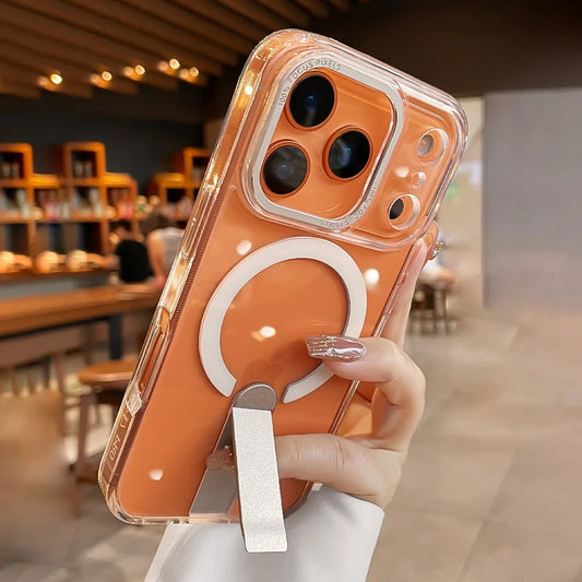 Folding Stand Holder Wireless Charging Phone Cases For iPhone