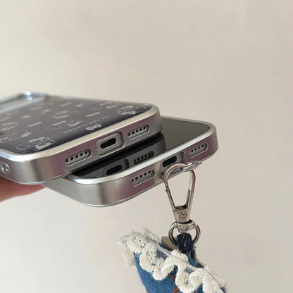 Silver Edge Drip Glue Hidden Blue Kitty Is Suitable For Apple Phone Case
