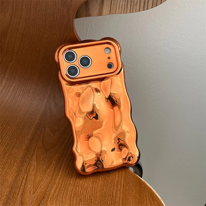 Luxury Plating Wrinkle Wavy Curly Case For iPhone