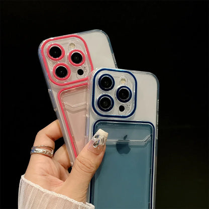 Transparent Card Holder Slot Case  For iPhone