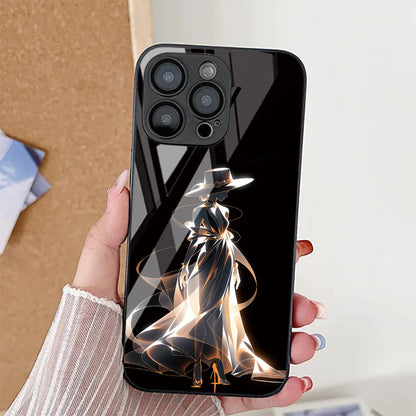 Sexy Girl Red Lips Tempered Glass Phone Case For iPhone