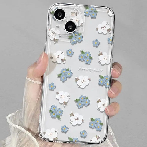 Small Fresh Light Blue Floral Fragments Protective Phone Case