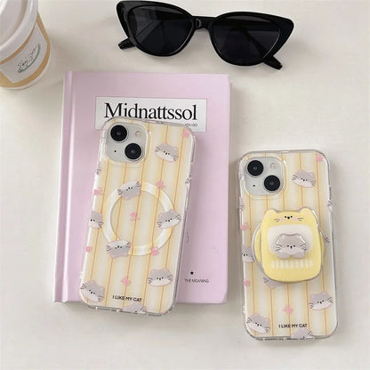 Cute Stripes Cat Magnetic Phone Case