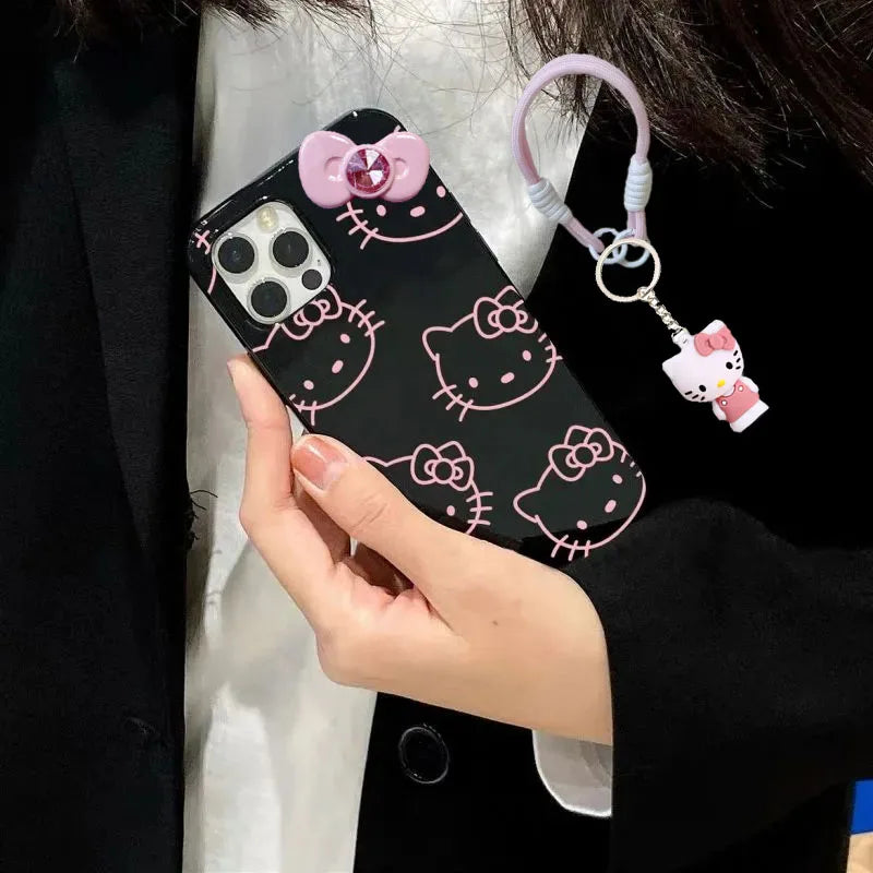 Hello Kitty Face Pink Bow Phone Case For iPhone