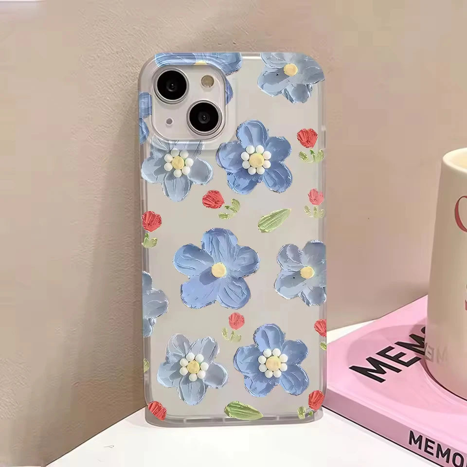 Oil Painting Flower Simple Phone Case For iPhone