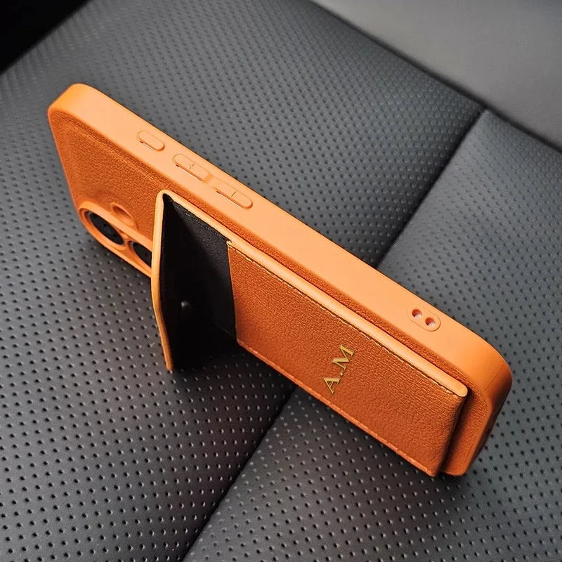 Custom Initials Name Letter Card Bag Leather Case For iPhone