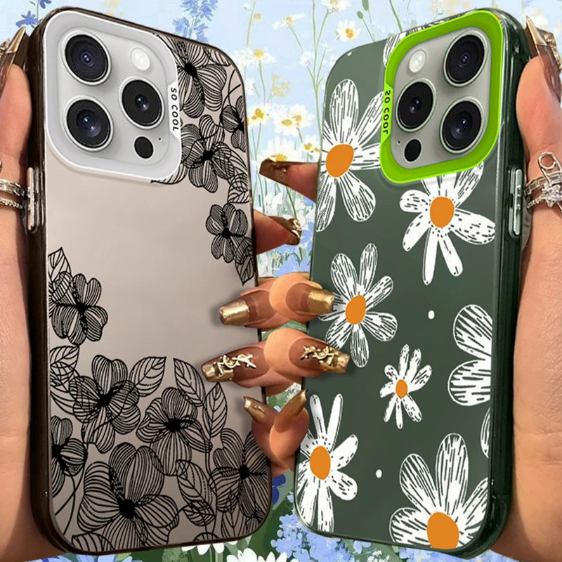 Sophisticated Black Floral Frosted Case For iPhone