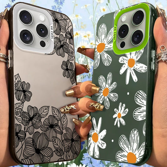 Sophisticated Black Floral Frosted Case For iPhone