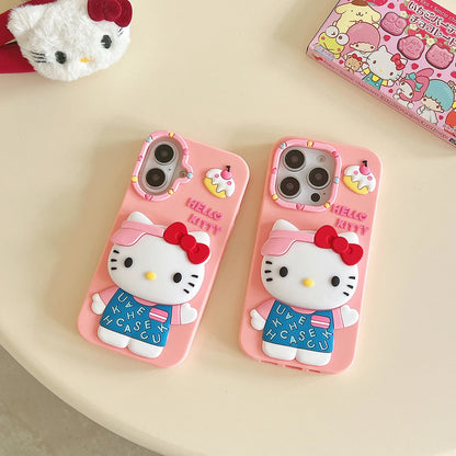 Kawaii Cartoon Hello Kitty Cover With Stand Holder Phone Case