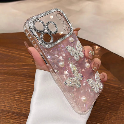 Luxury Diamond Butterfly Clear Phone Case For iPhone