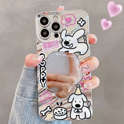 Aesthetic Butterfly Cover Wavy Pattern Mirror Phone Case