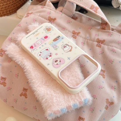 Korean Cartoon Dessert Kitten Puppy Stars Pattern Phone Case For iPhone