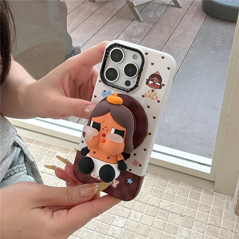 Korean Cute Plaid Pattern Girl Magnetic Phone Case For iPhone