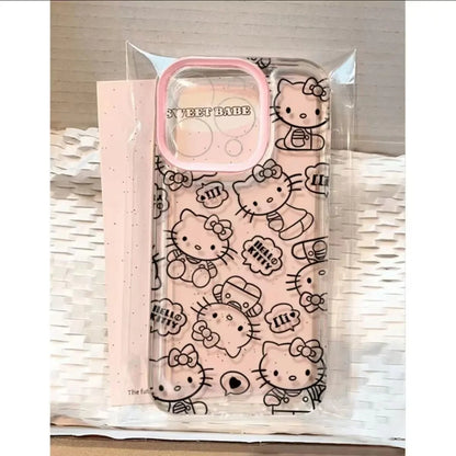 Hello Kitty Bow Line Happy Face Phone Case For iPhone