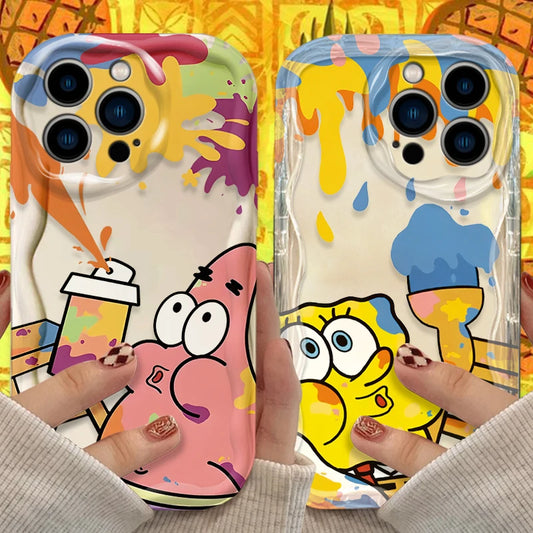Liquid Silicone Shockproof Covers Funda S-SpongeBobs Wave Case For iPhone