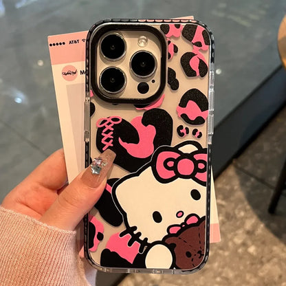 Hello Kitty Leopard Print Bow Phone Case For iPhone