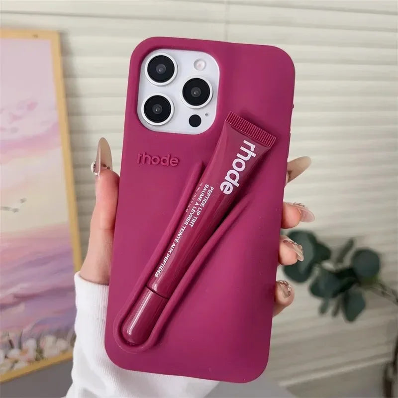 Luxury Lemontini Lipstick Make-up Soft Silicone Phone Case For iPhone