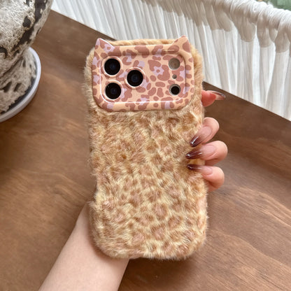 Plush Leopard Phone Case For iPhone