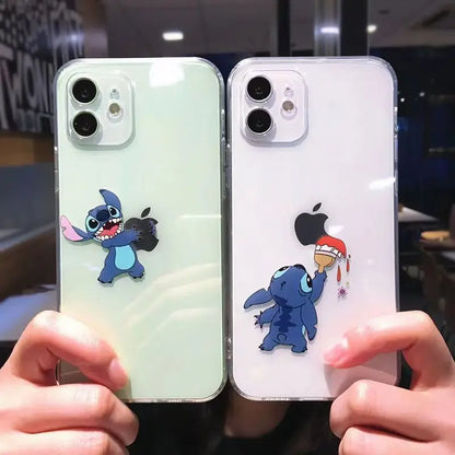 Disney Stitch Transparent Cartoon Cute Phone Case For iPhone