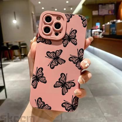 Black Butterfly Pattern Phone Case For iPhone