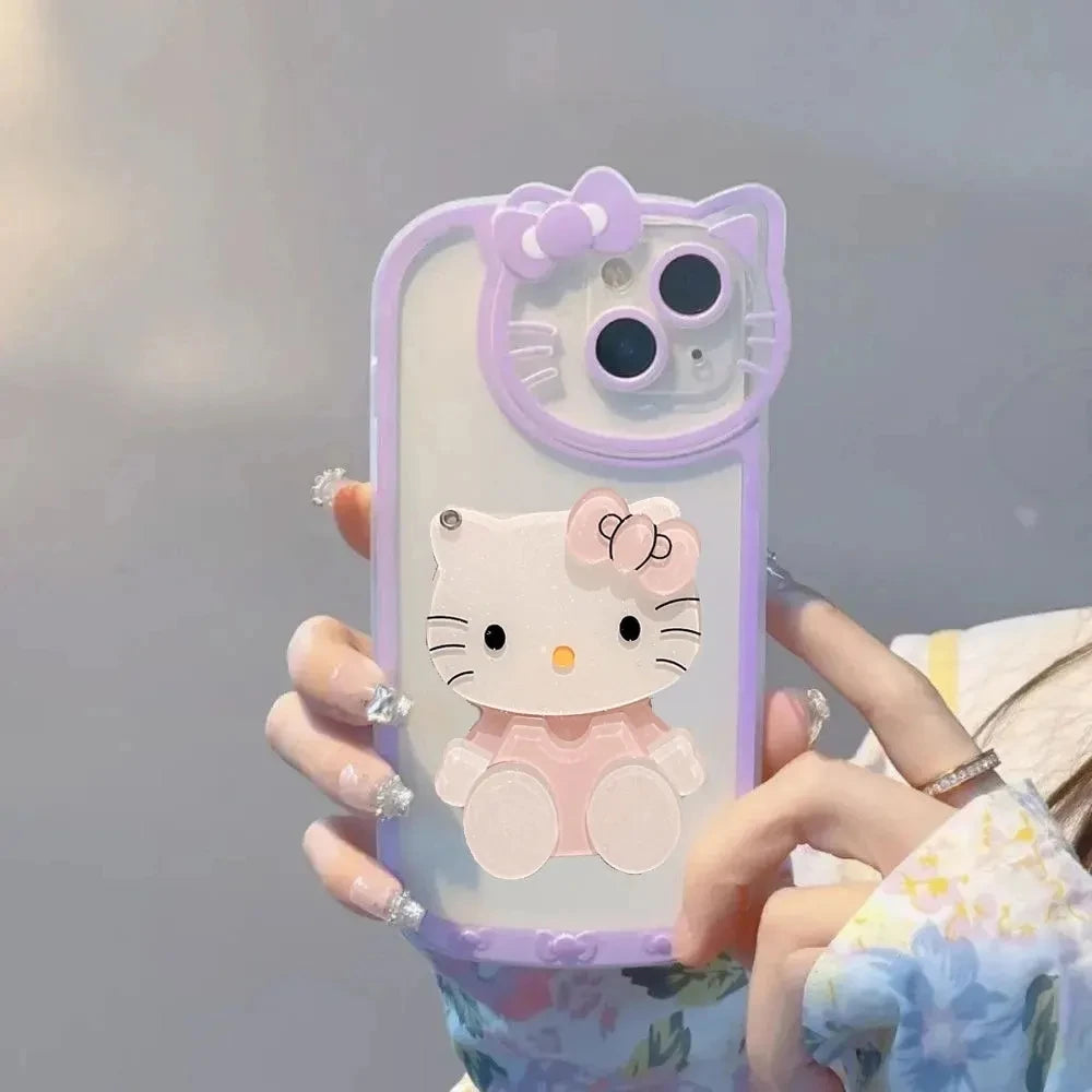 Hello Kitty Kawaii Head Mirror Phone Case For iPhone