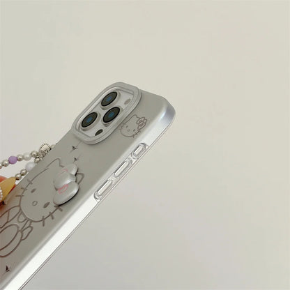 Luxury Glitter Hello Kitty Silver Phone Case For iPhone