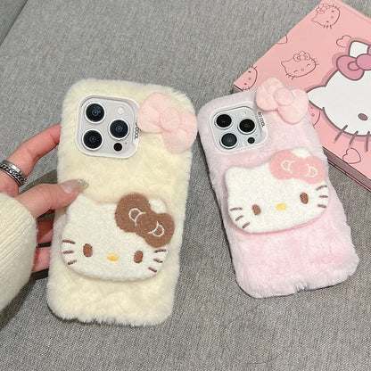 DIY New Kawaii Cat 3D Plush Shape Mobile Phone Case Suitable For iPhone