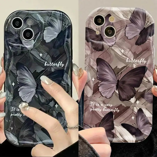 Retro Butterfly Flowers Wavy Silicone Phone Case For IPhone