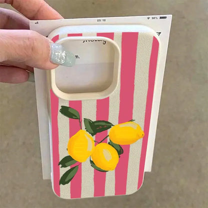 Lemon Pink Stripe Design Phone Case For iPhone