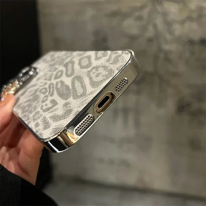 Luxury Plating Leopard Texture Leather Phone Case
