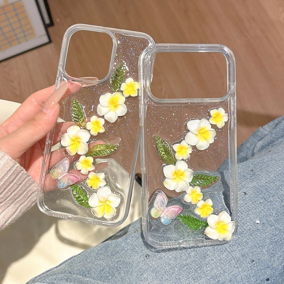 Cute 3D Flower Glitter Phone Case For iPhone