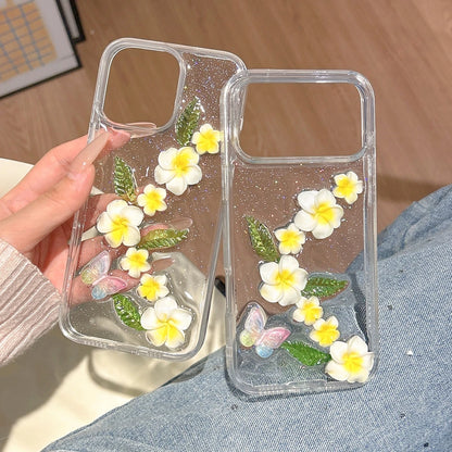 Cute 3D Flower Glitter Phone Case For iPhone