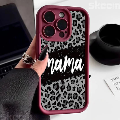 Leopard Print Mom Letter Patter Phone Case For iPhone