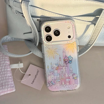 Pink Gilded Drip Glue Castle Kitty Cat For iPhone Case