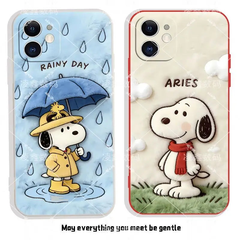 Cute Cartoon Anime Lucky Snoopy TPU All Covered Soft Phone Case Anti-drop For iPhone
