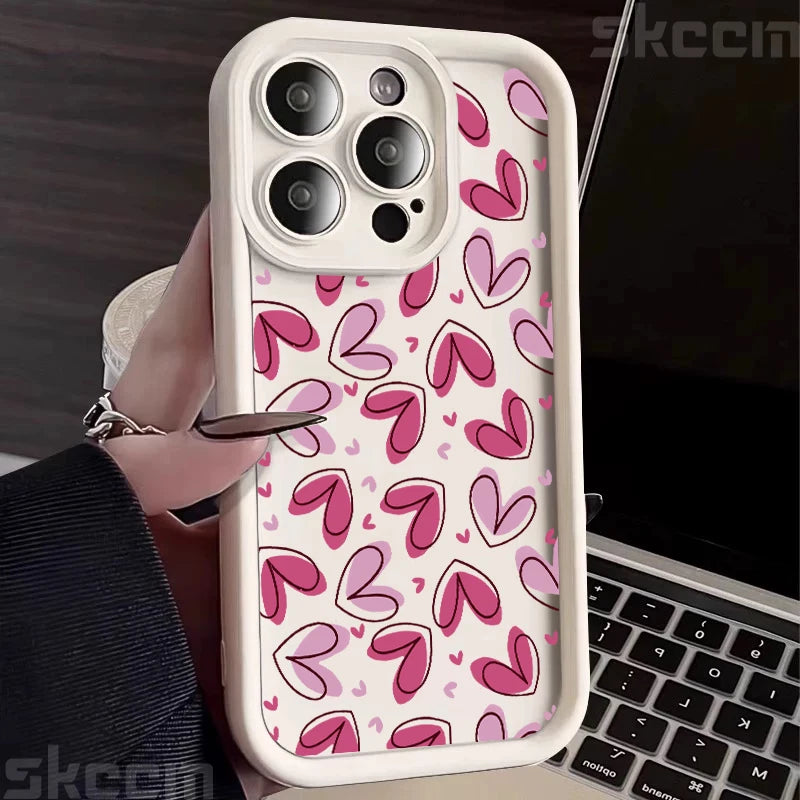 Cute Colorful Love Heart Silicone Phone Case For iPhone