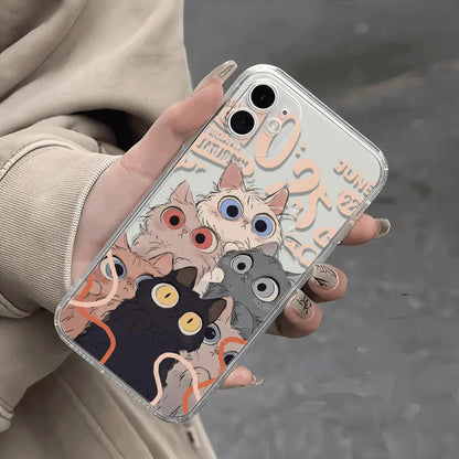 Cartoon Cat Bumper Clear Back Cover Phone Protective Phone Case