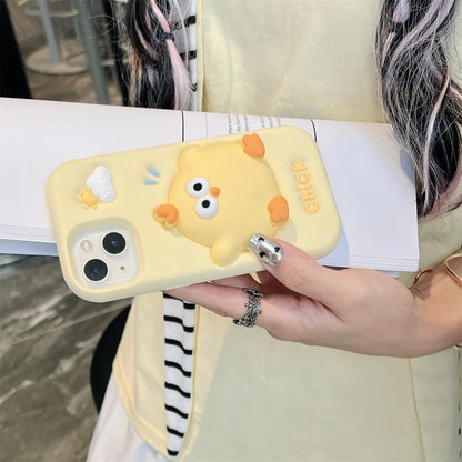 Special Stress Relief Silicone Anti-Drop Case For Bright Yellow Chickens Cartoon Cute For iPhone