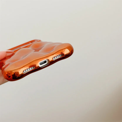Luxury Plating Wrinkle Wavy Curly Case For iPhone