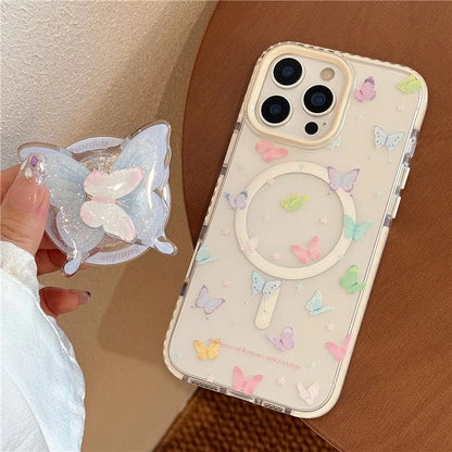 Clear Colorful Butterfly Magnetic Phone Case