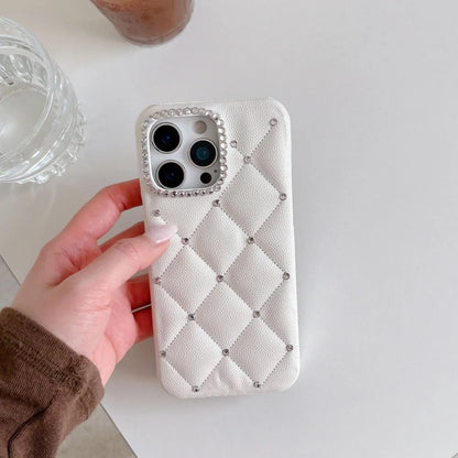 Fashionable Minimalist Diamond Grid Pattern Solid Color Phone Case For iPhone