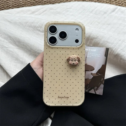 Fashion Cute 3D Bear Polka Dot Phone Case For iPhone