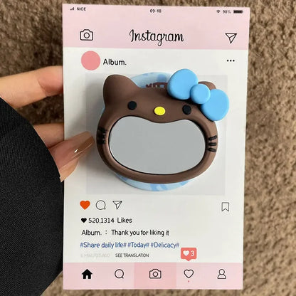 Cute Sanrio Hello Kitty Magnetic Makeup Mirror Holder Magsafe Wireless Charge Phone Case For iPhone